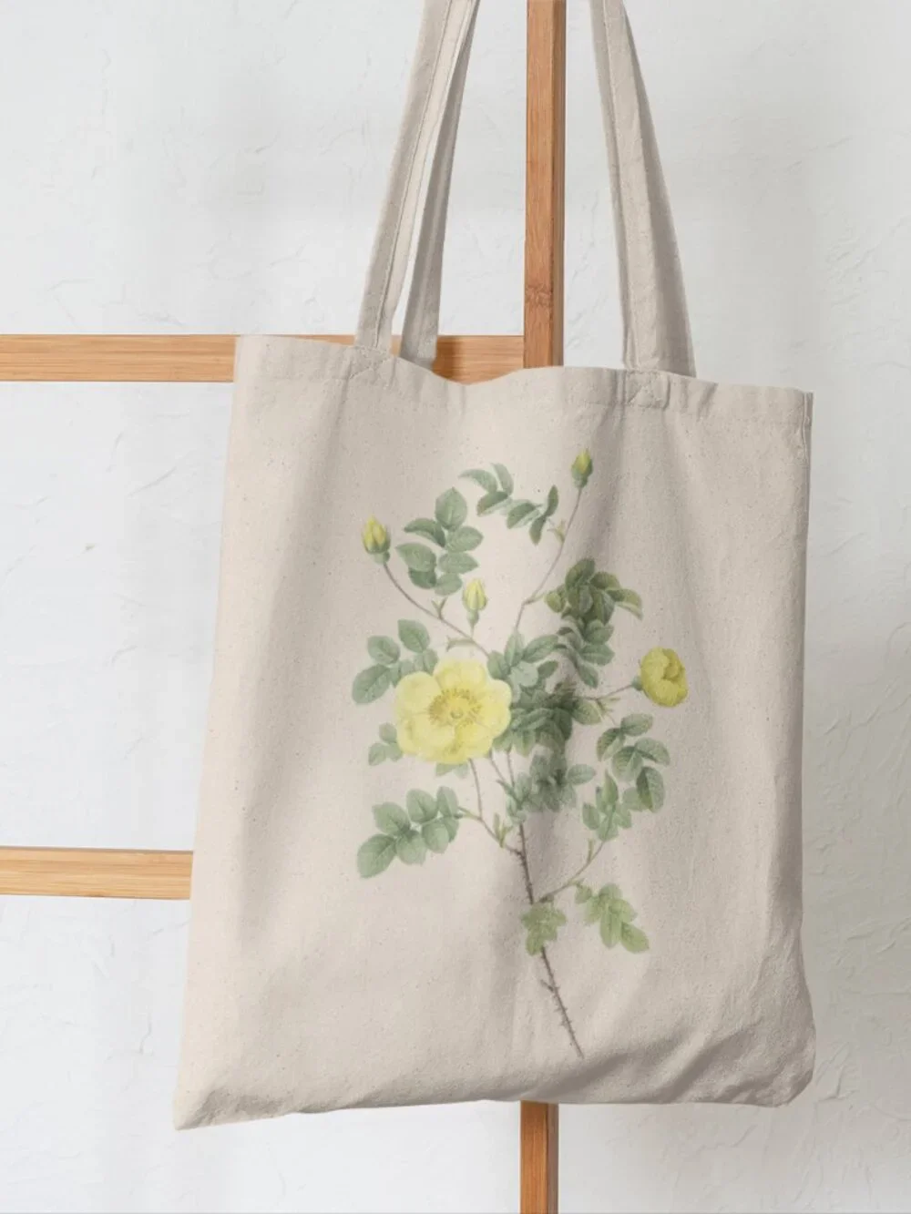 Sweetbriar Rose Vintage Floral Print Graphic Canvas Tote Bag